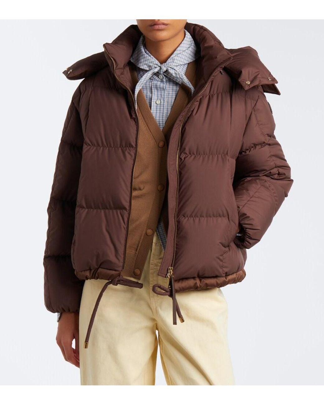 Moncler Brown Legerete Hooded Down Jacket