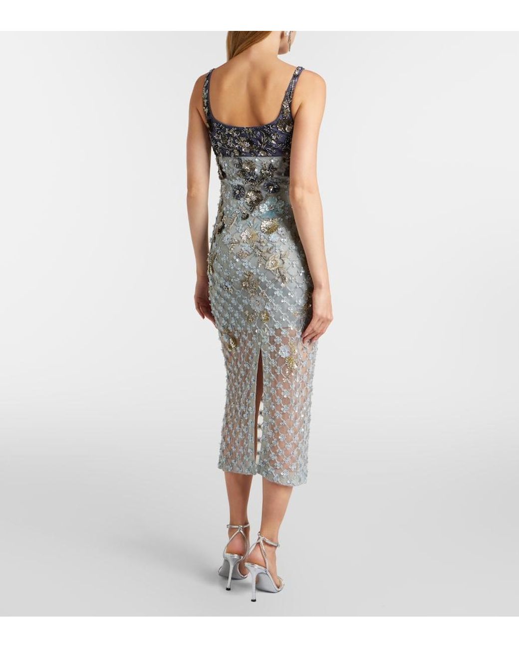 La Fuori Gray Nyx Bloom Aurora Embellished Cocktail Dress