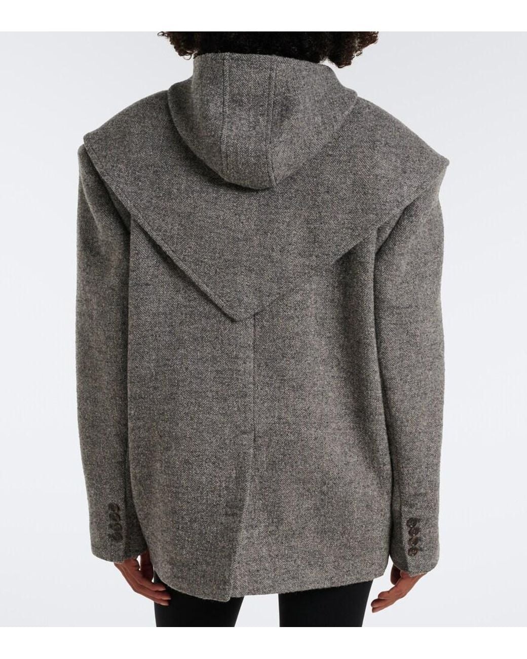 Magda Butrym Gray Herringbone Wool And Cashmere-Blend Blazer