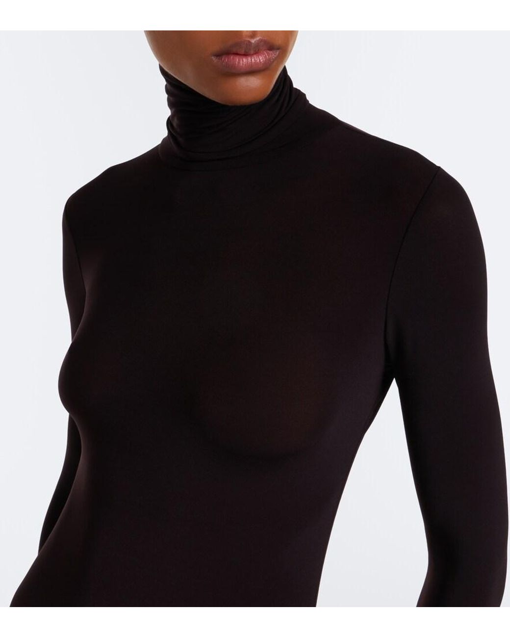 The Row Black Basile Jersey Turtleneck Bodysuit