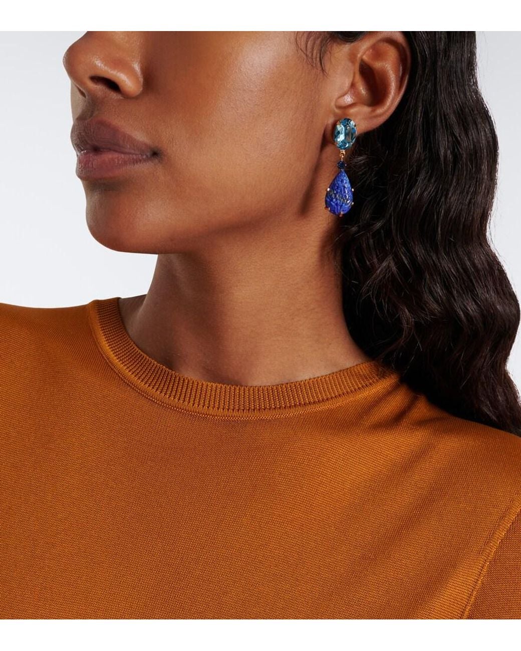 Jennifer Behr Blue Ambrose Embellished Earrings With Lapis Lazuli