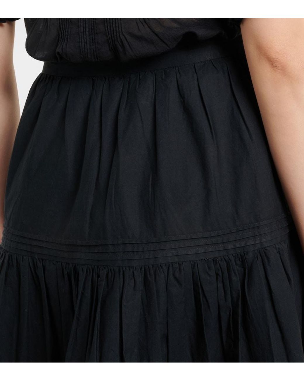 Doen Black Sebastiane Cotton Poplin Midi Skirt