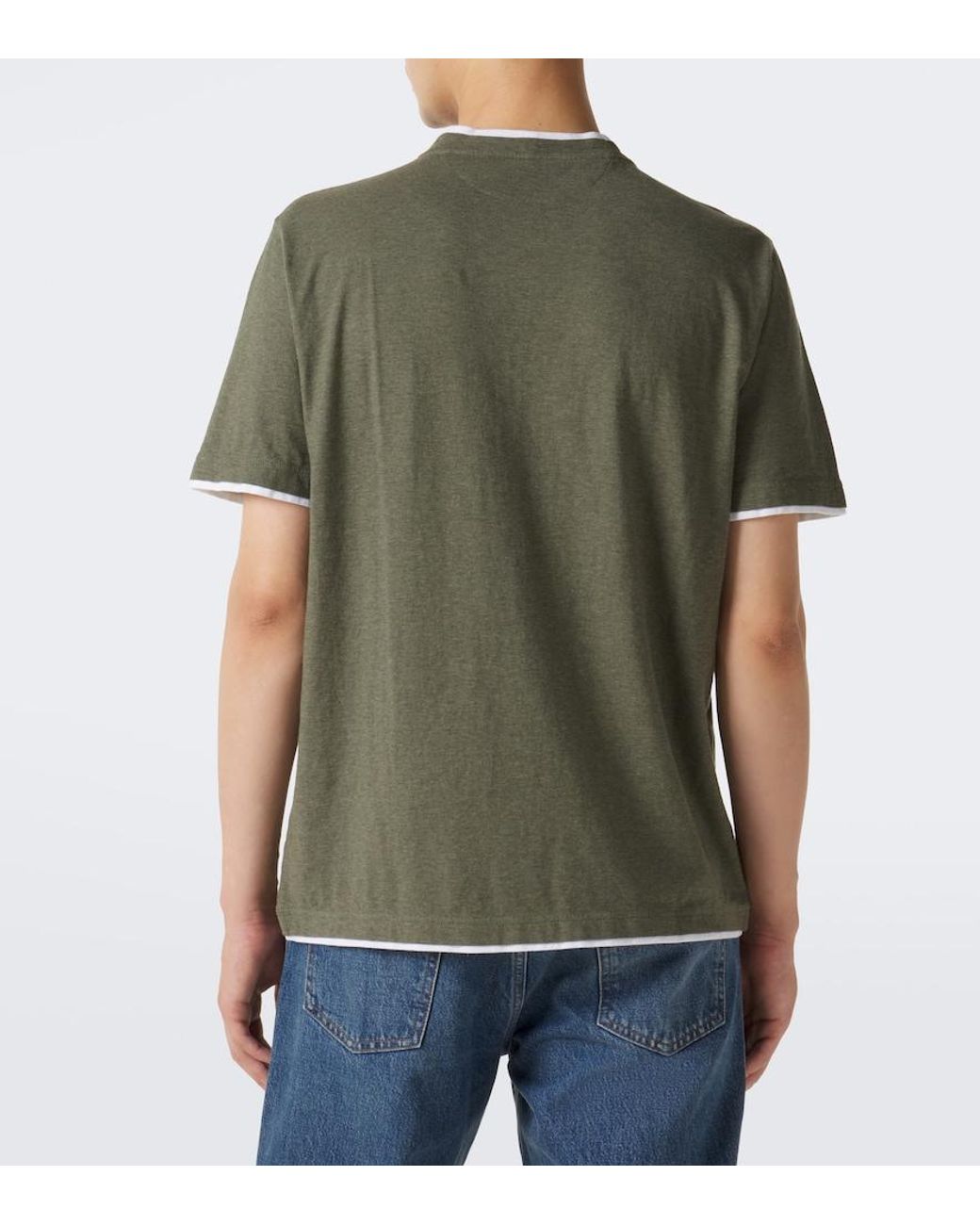 Fedeli Green Cotton Jersey T-Shirt for men