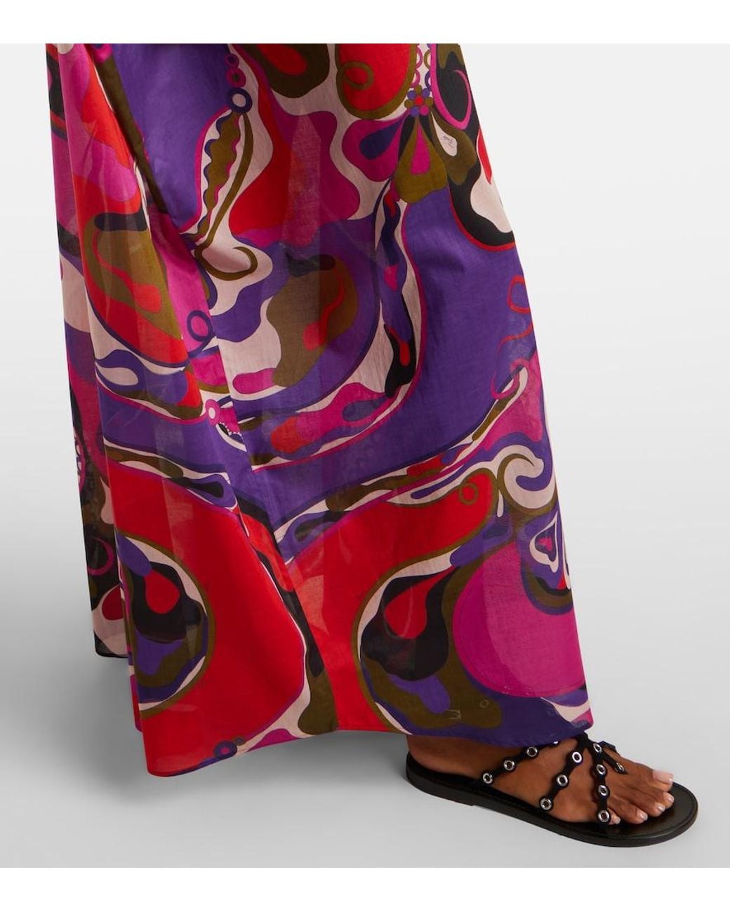 Emilio Pucci Red Orchidee Cotton Maxi Dress
