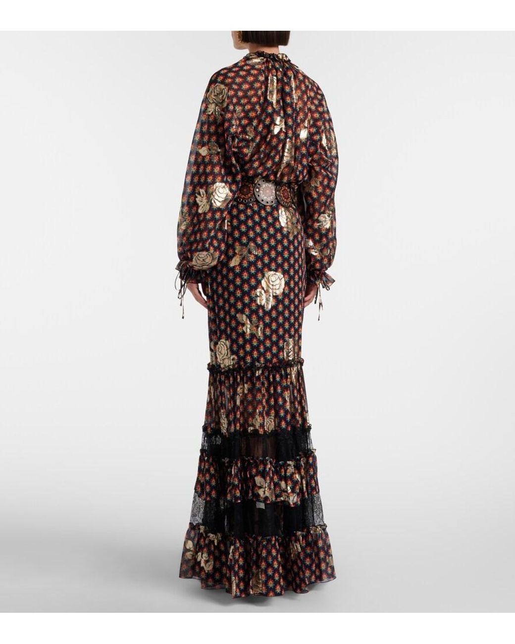 Etro Black Printed Silk-Blend Maxi Skirt