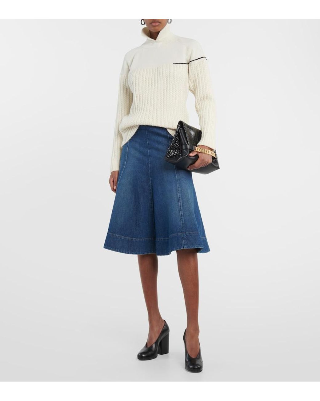 Victoria Beckham Natural Double-Collar Wool Sweater