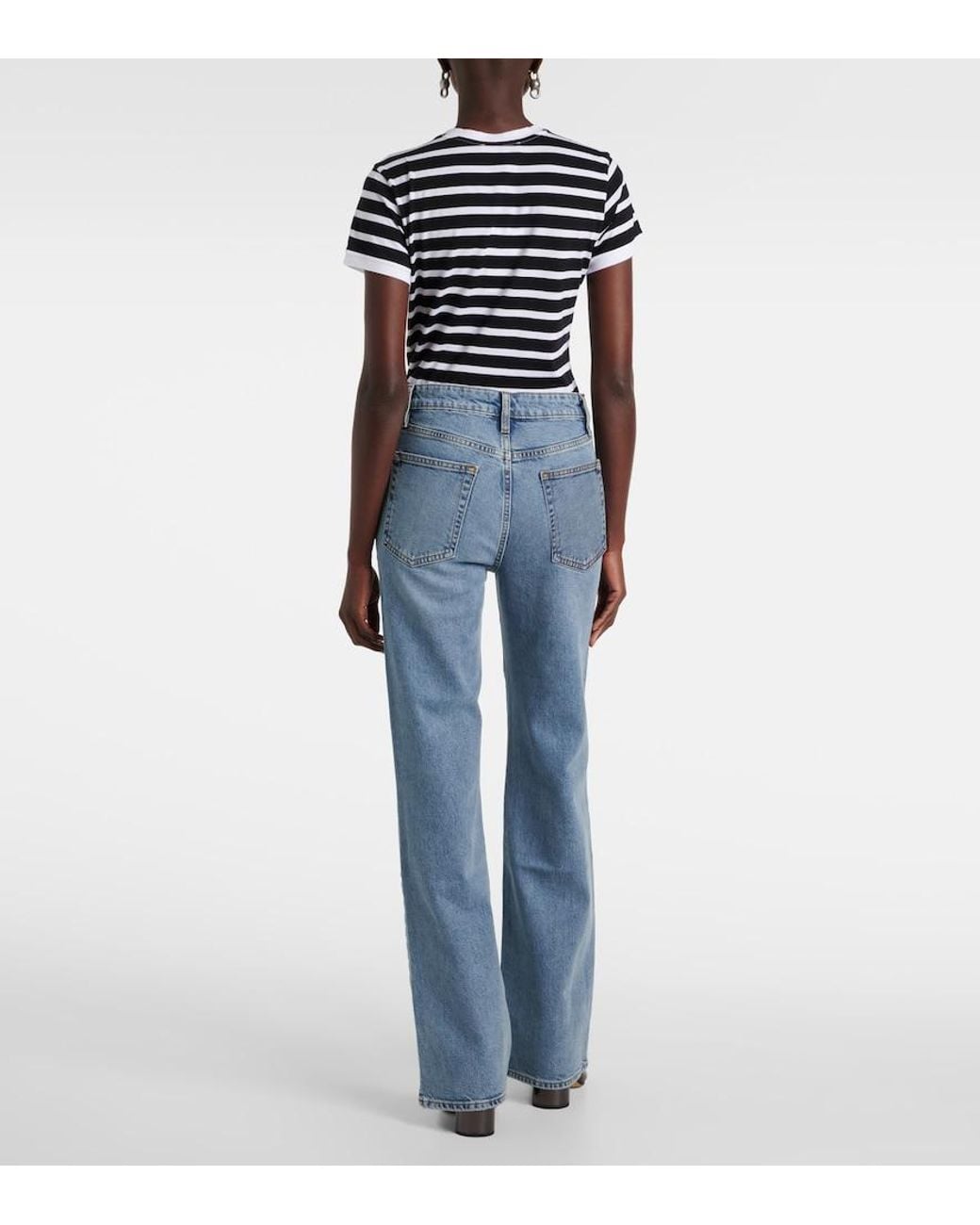 FRAME Blue Arrow High-Rise Flared Jeans