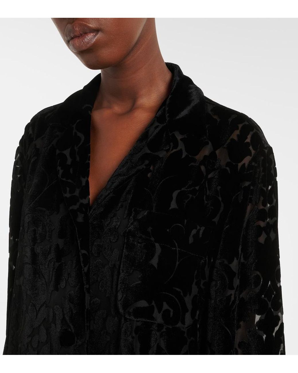 Gucci Black Floral Devore Velour Shirt