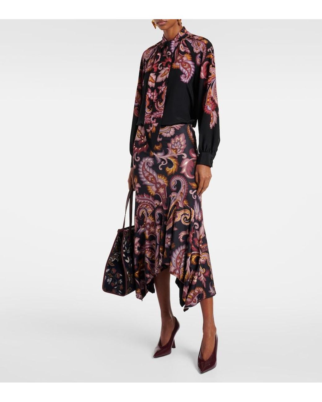 Etro Black Printed Crepe De Chine Blouse