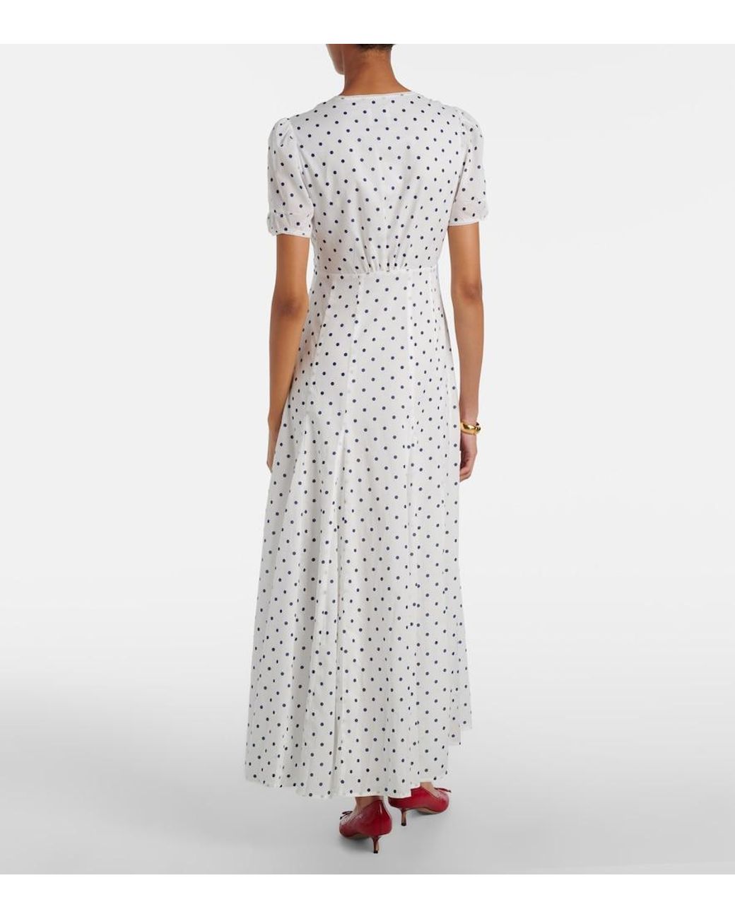 Posse White Paloma Polka-Dot Maxi Dress