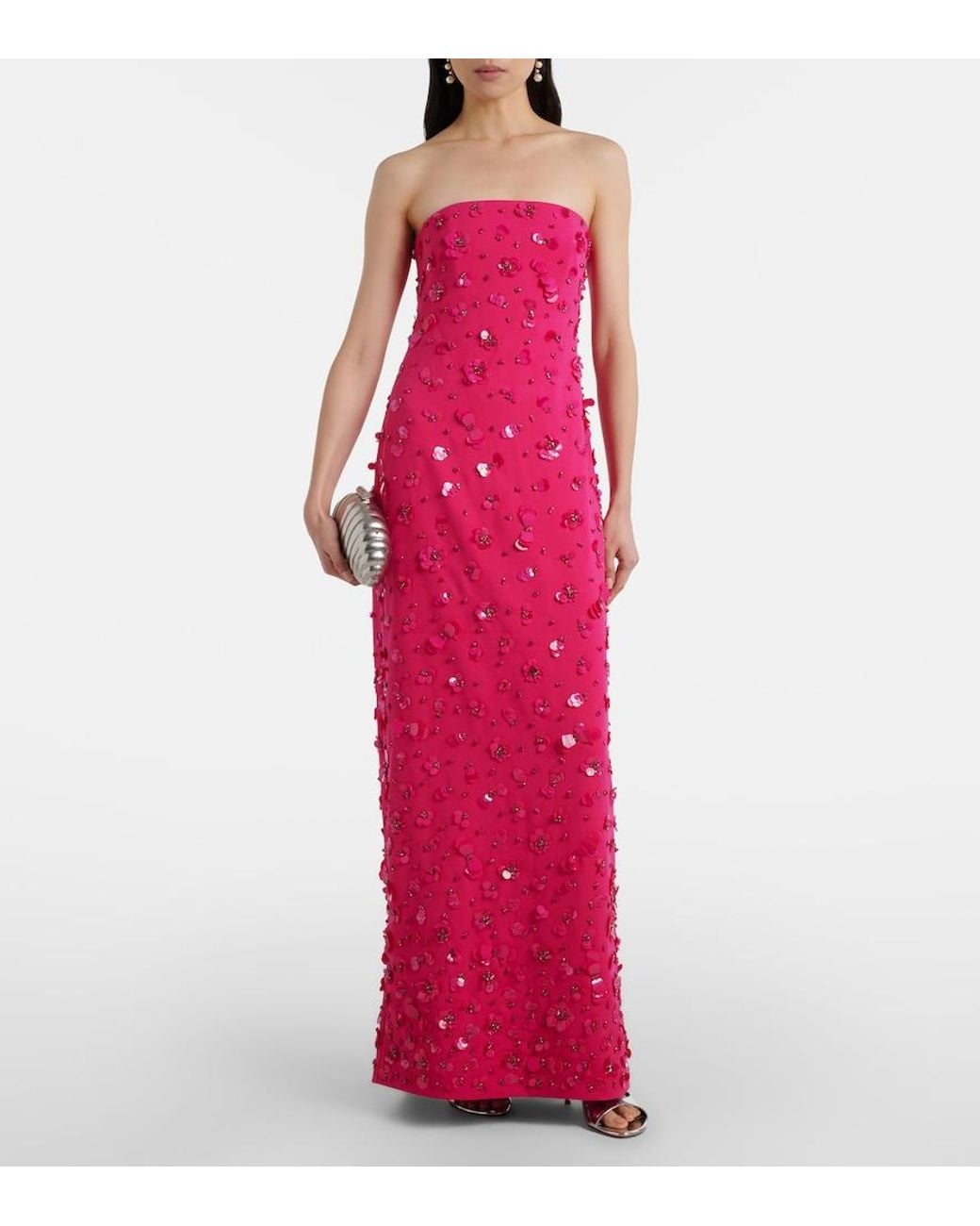 Jonathan Simkhai Pink Serafina Embellished Bustier Gown