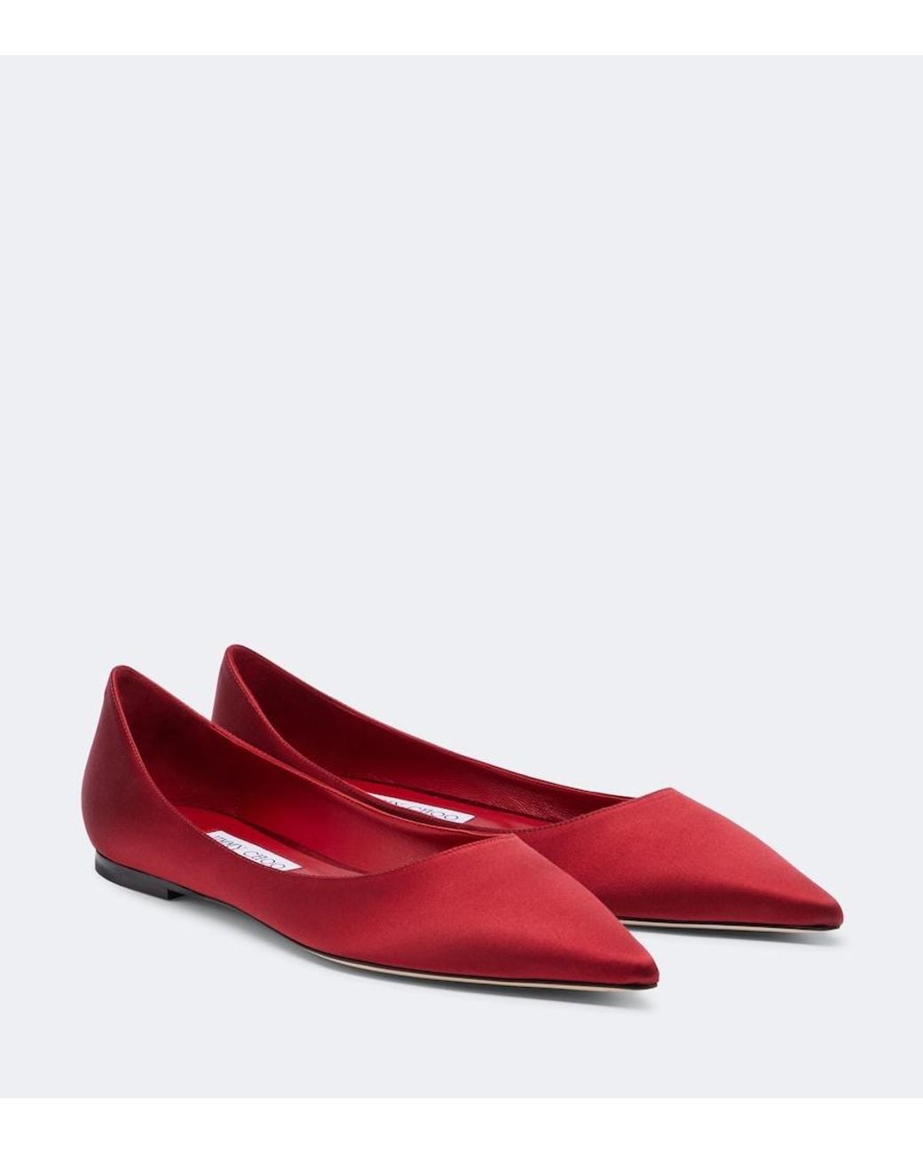 Jimmy Choo Red Love Satin Ballet Flats
