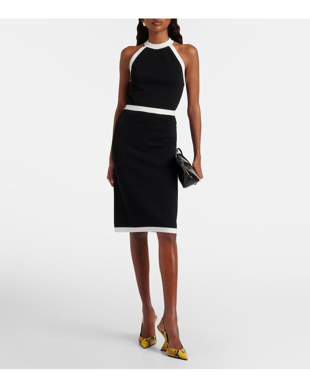 Nina Ricci Black Ribbed-Knit Halterneck Top