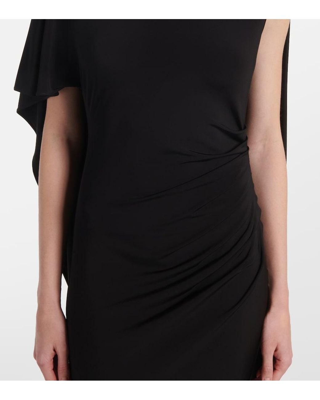 Stella McCartney Black Caped Ruched Gown