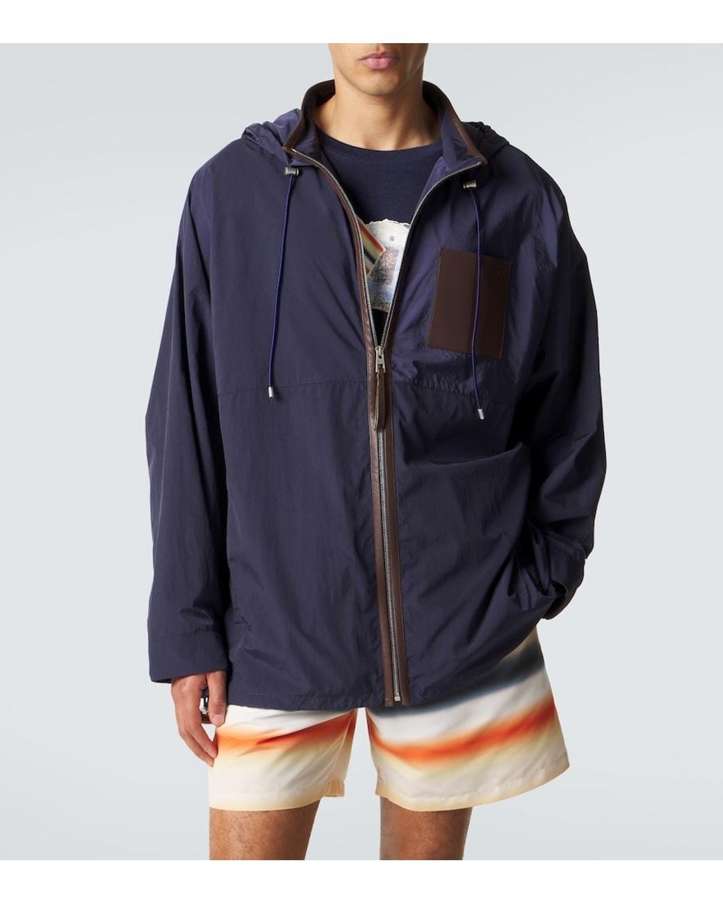 Loewe Blue Paula's Ibiza Leather-Trimmed Ripstop Jacket for men