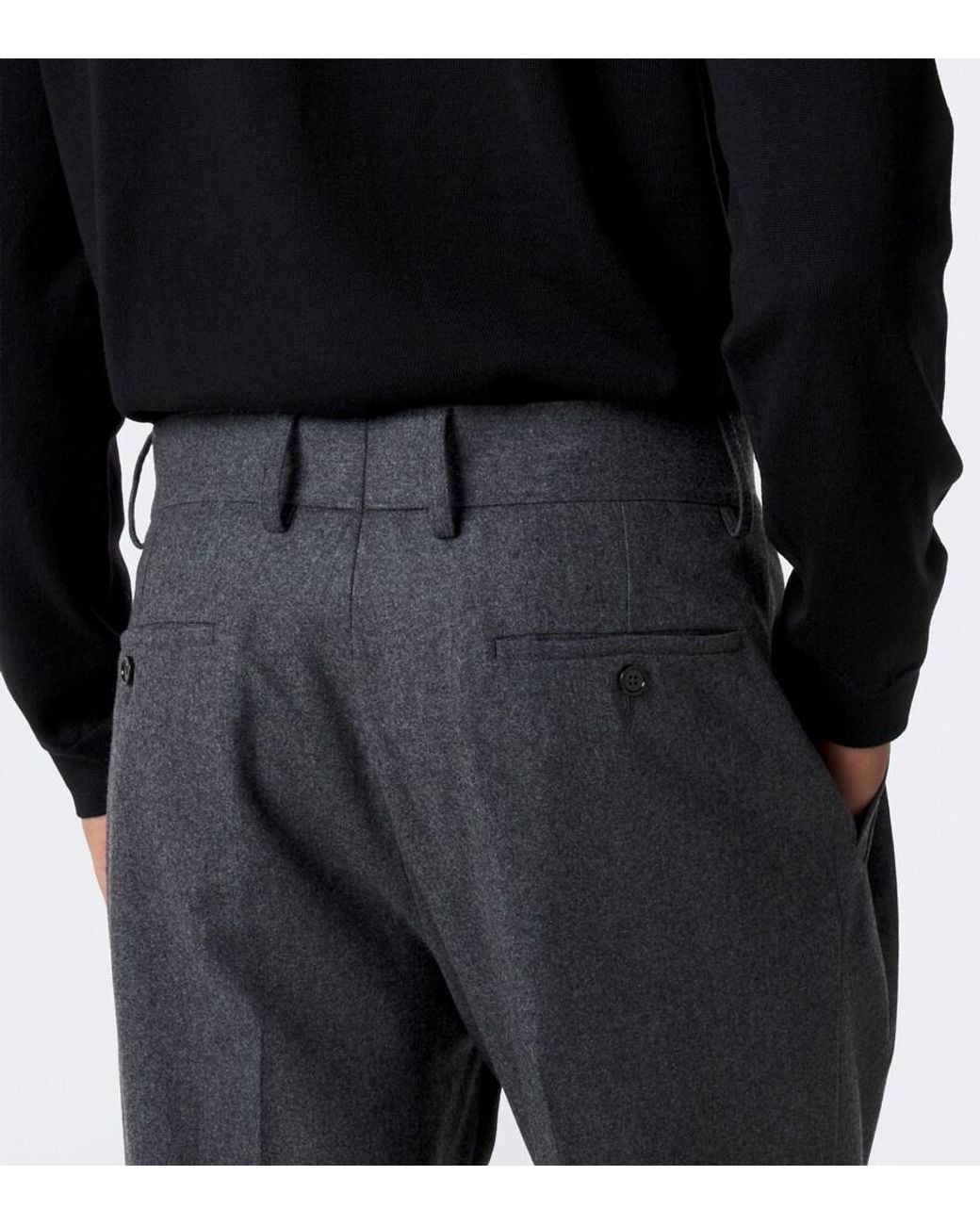 Dolce & Gabbana Gray Virgin Wool Flannel Wide-Leg Pants for men