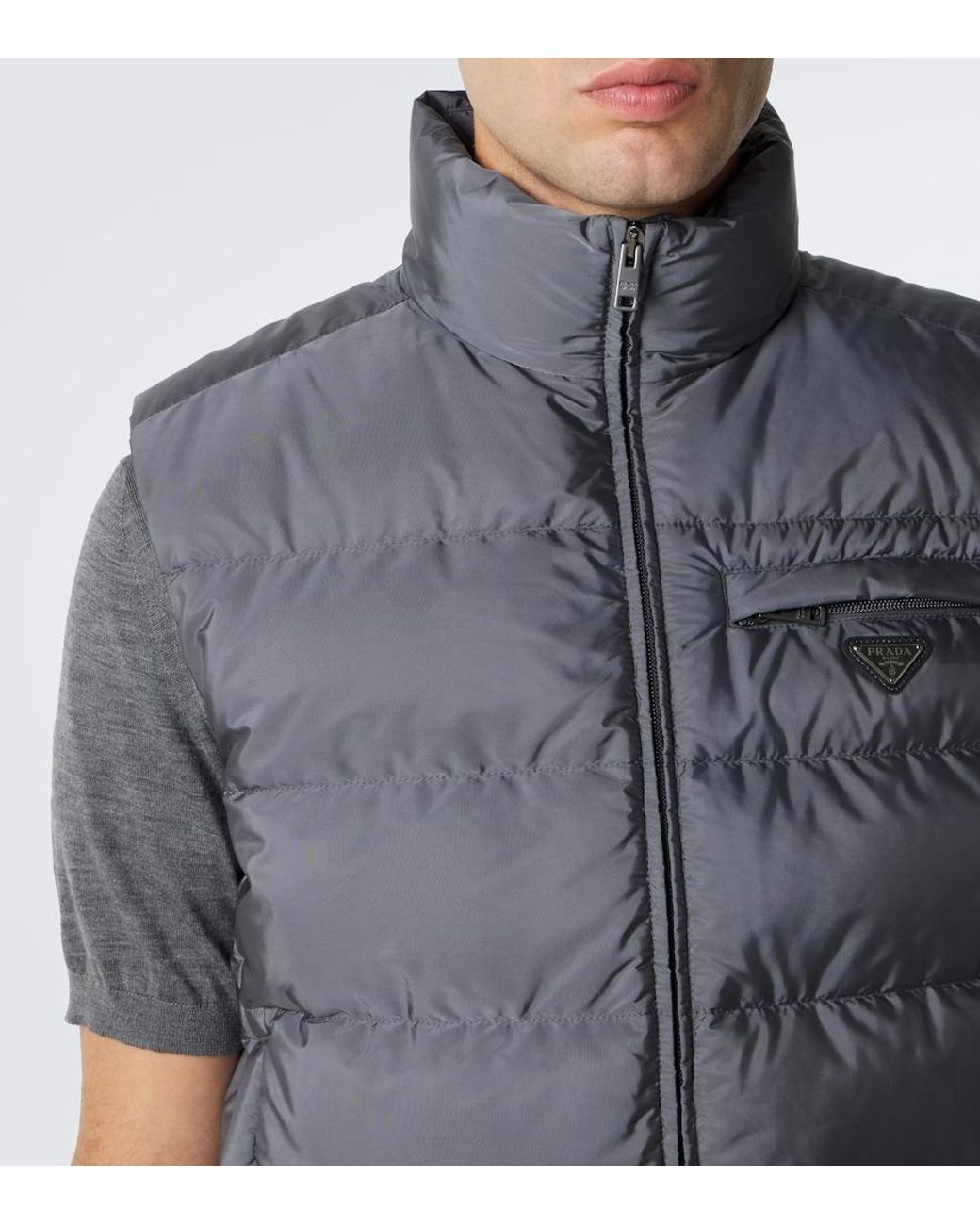 Chaleco De Plumas De Re-Nylon Prada de hombre de color Gray
