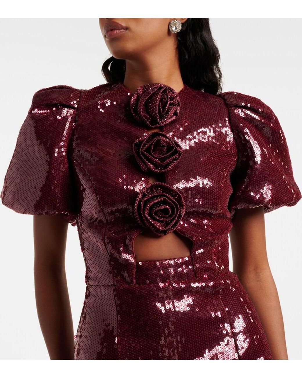 Rebecca Vallance Red Zelda Floral-Applique Sequined Minidress
