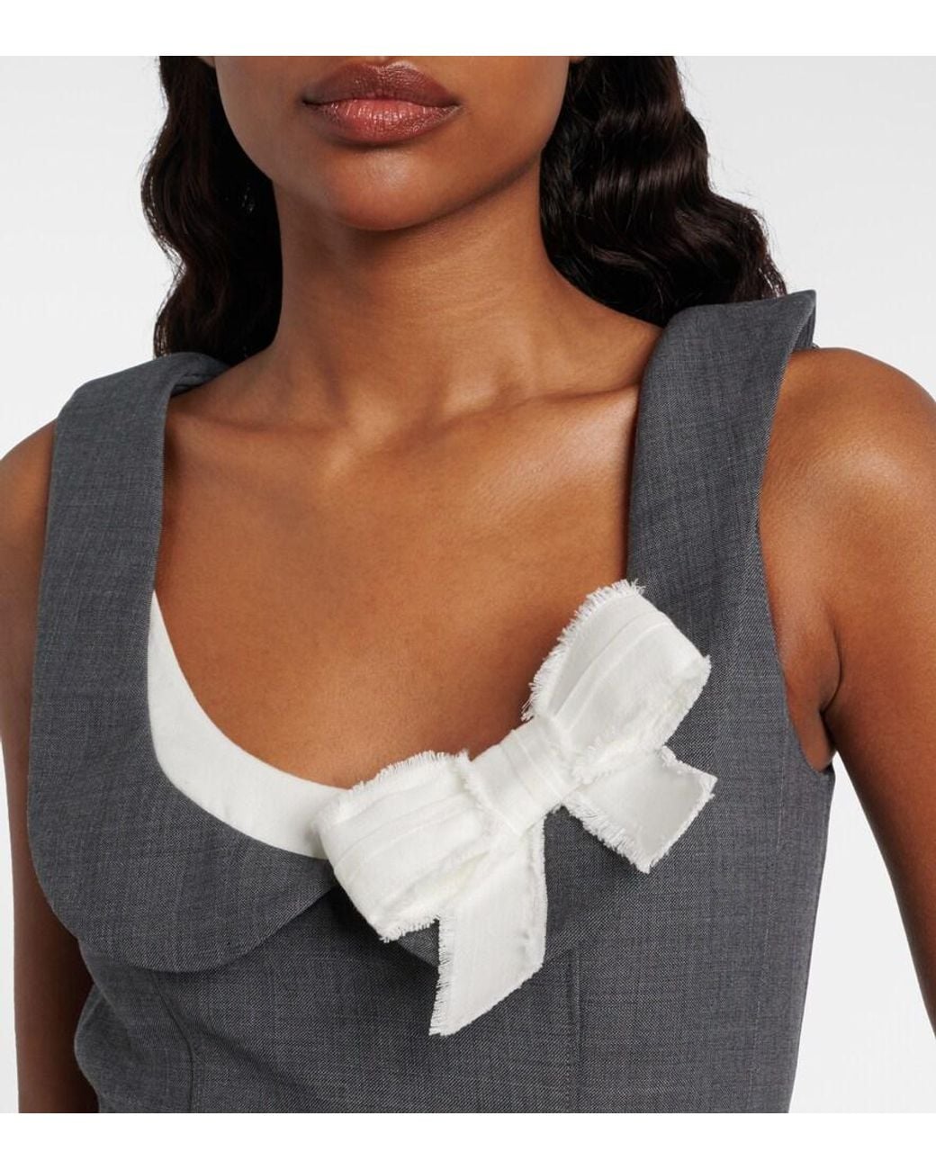 ShuShu/Tong Blue Bow-Detail Twill Minidress