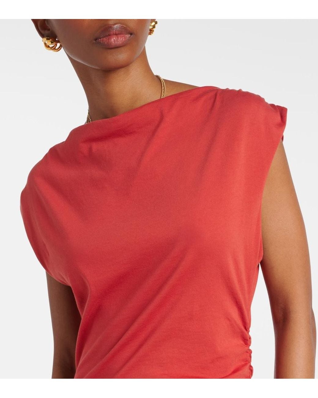 Vince Red Cotton Jersey Maxi Dress