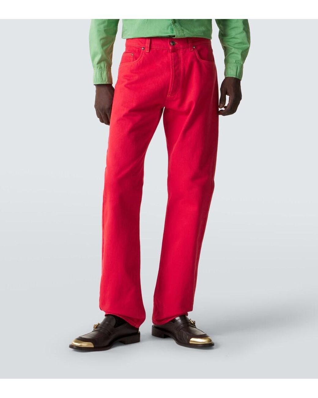 Versace Red Straight Jeans for men