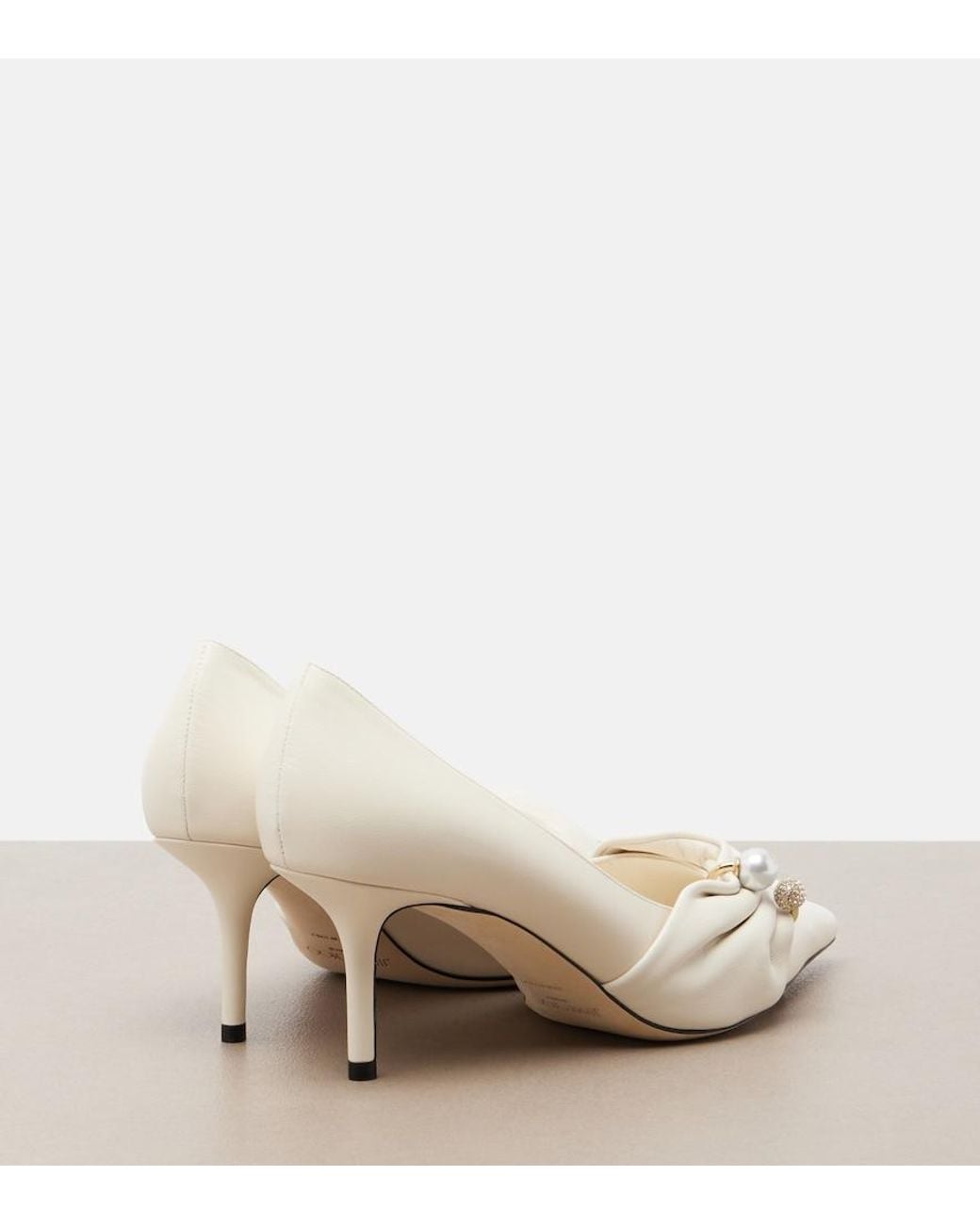 Jimmy Choo White Rafi Embellished Leather Pumps