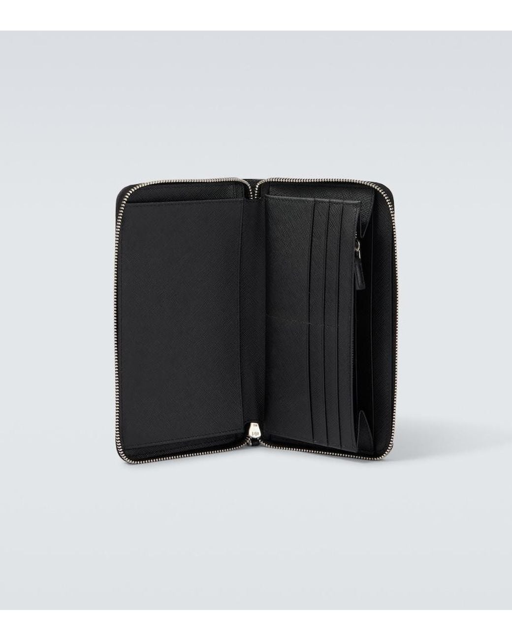 Prada Black Logo Saffiano Leather Wallet for men