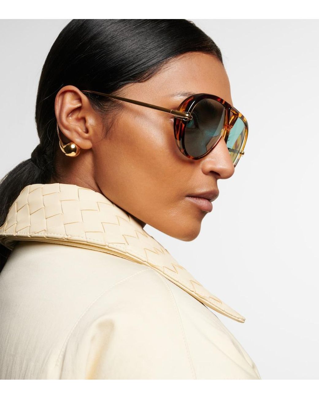 Bottega Veneta Blue Drop Aviator Sunglasses