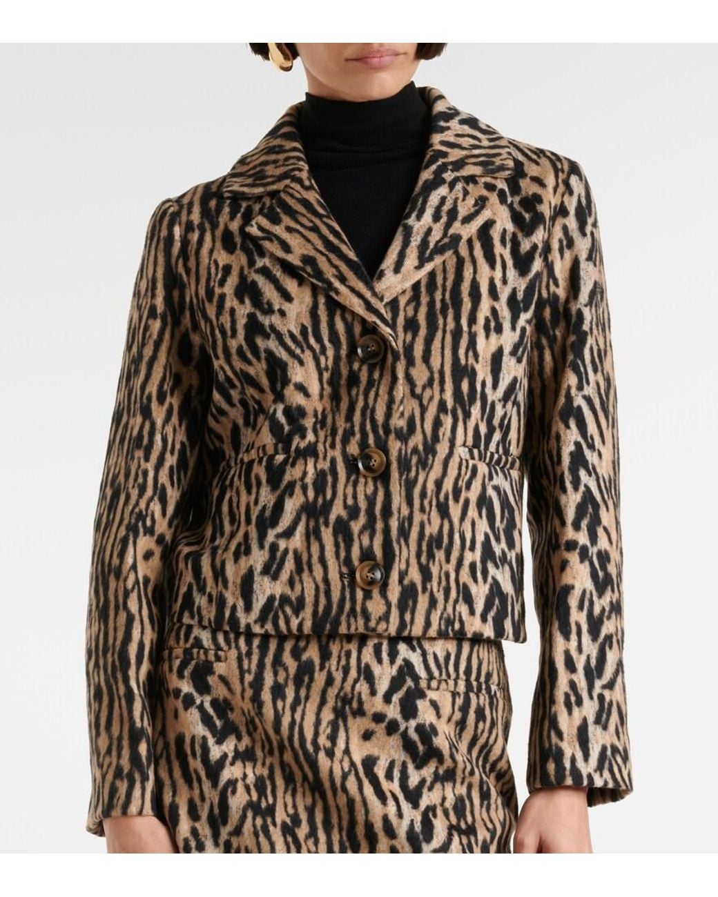 Rixo Black Leila Leopard-Print Jacket