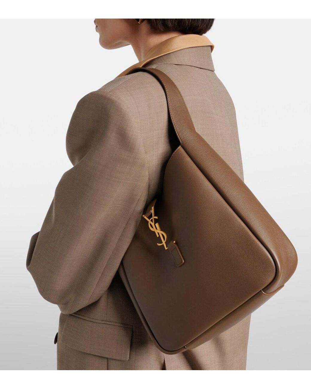 Saint Laurent Brown Le 5 A 7 Supple Small Leather Shoulder Bag