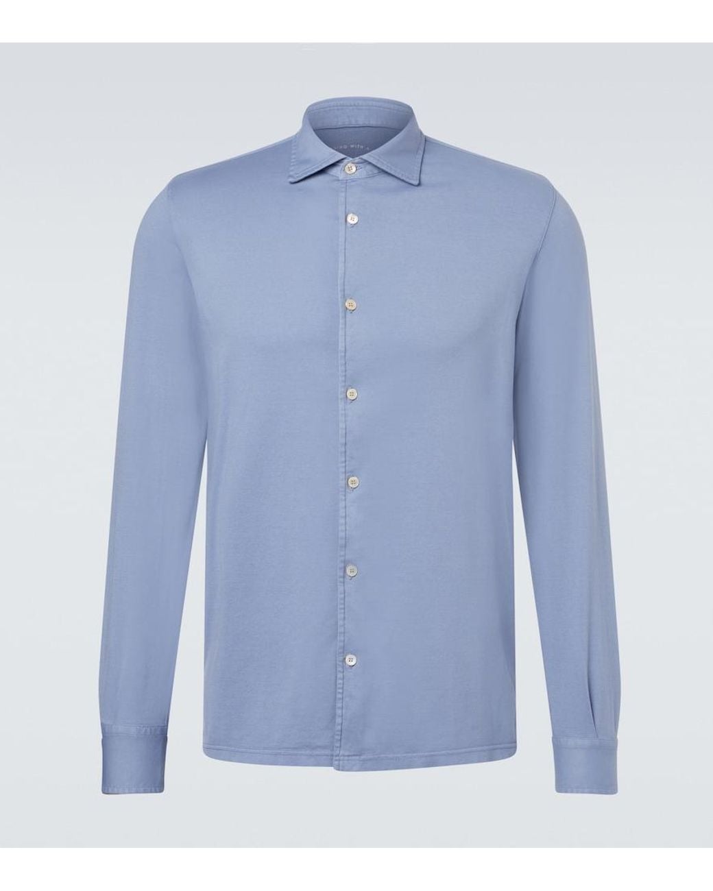 Fedeli Blue Jason Cotton Jersey Shirt for men