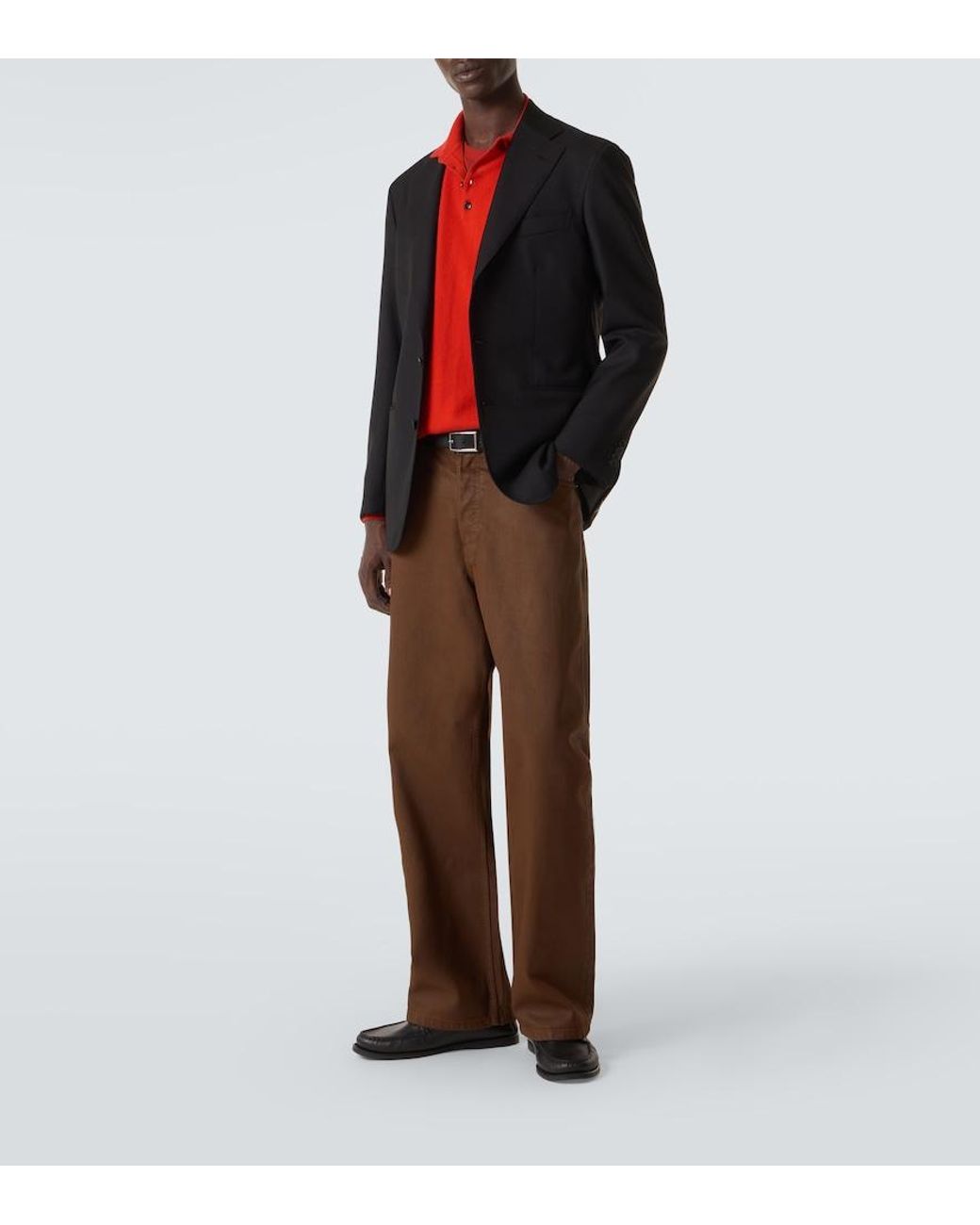 Allude Red Cashmere Polo Sweater for men
