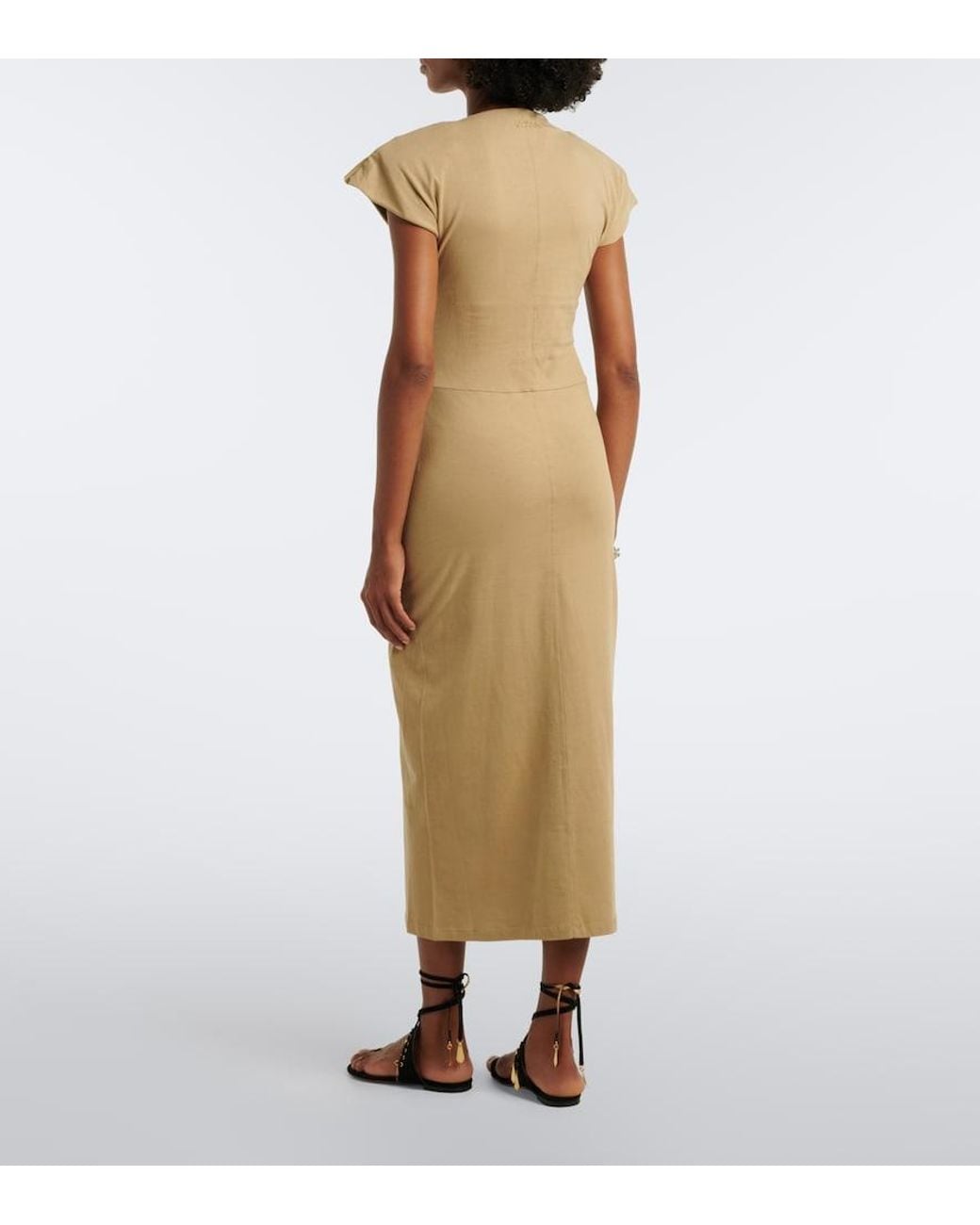 Isabel Marant Natural Nadra Gathered Cotton Jersey Midi Dress