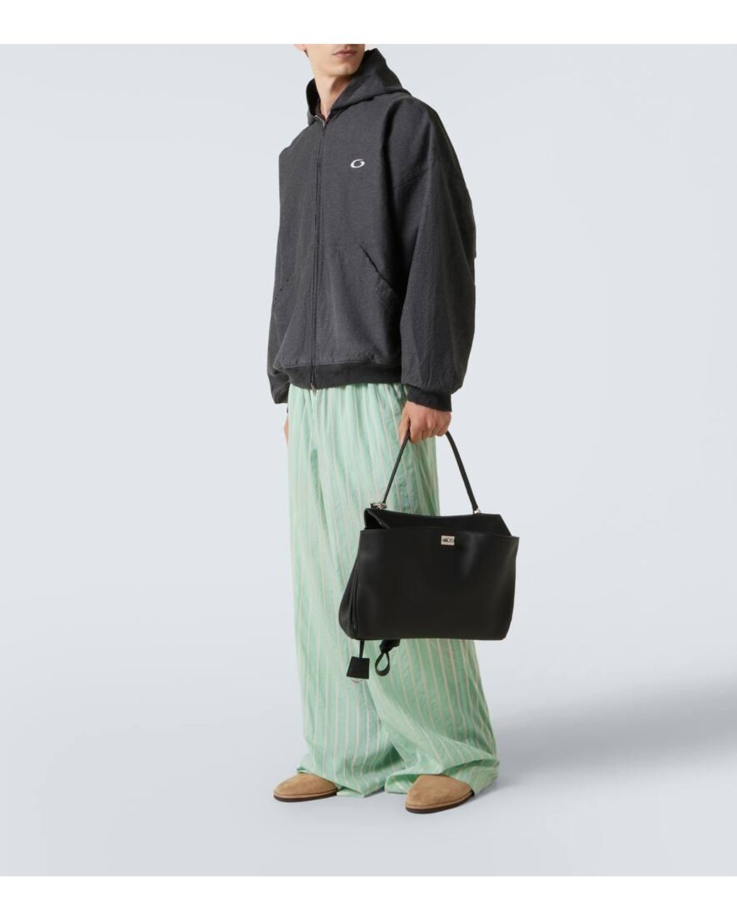 Balenciaga Black Trompe L-Oil Denim Hoodie for men