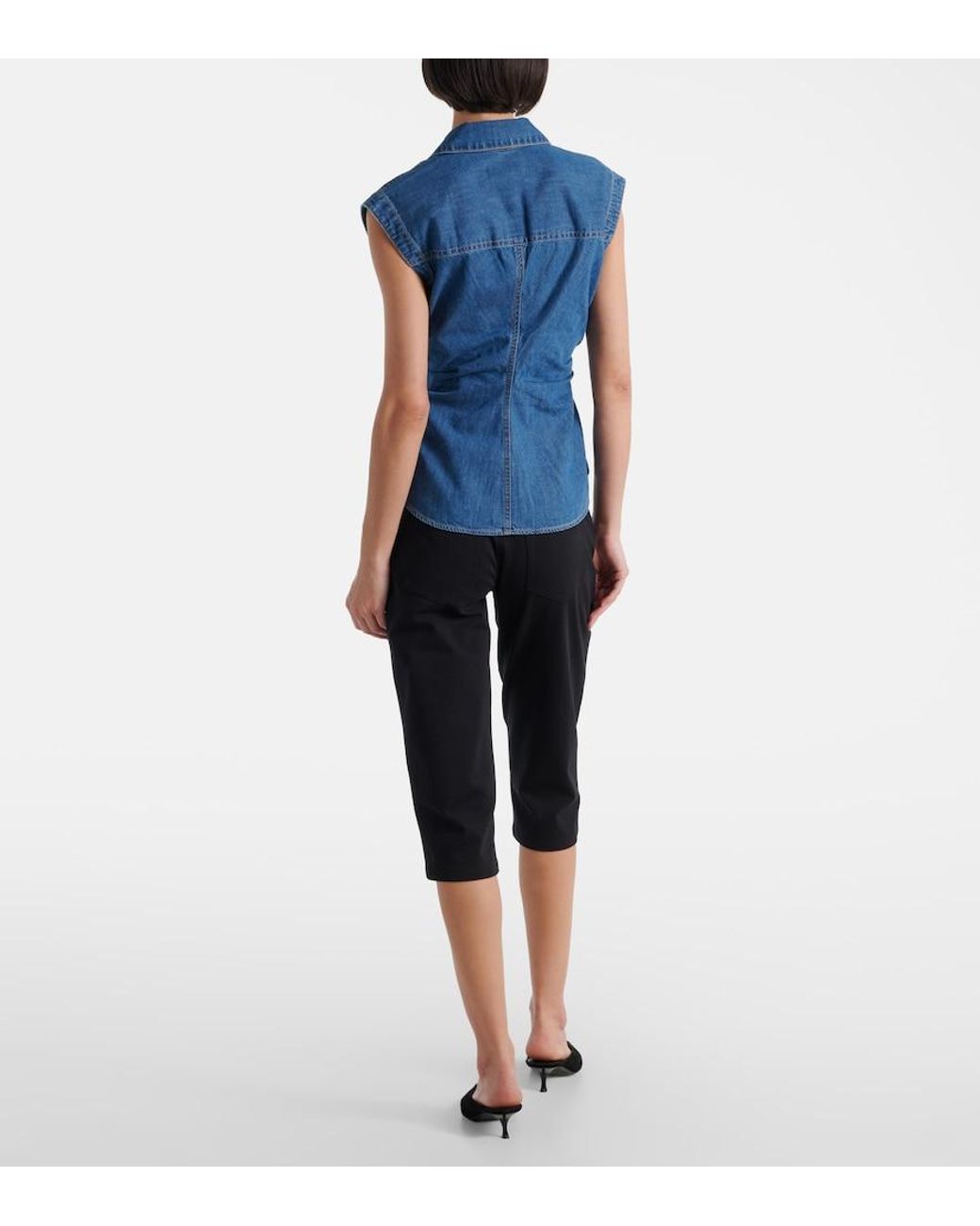 Top Sera De Denim Fruncido Veronica Beard de color Blue