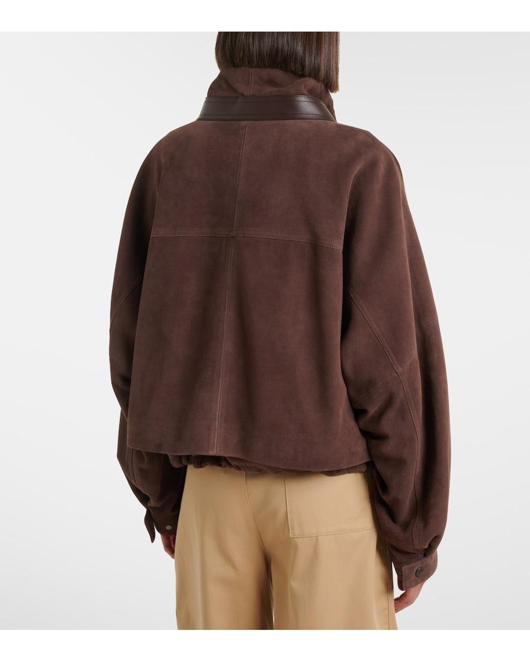 Loewe Brown Leather-Trimmed Suede Jacket