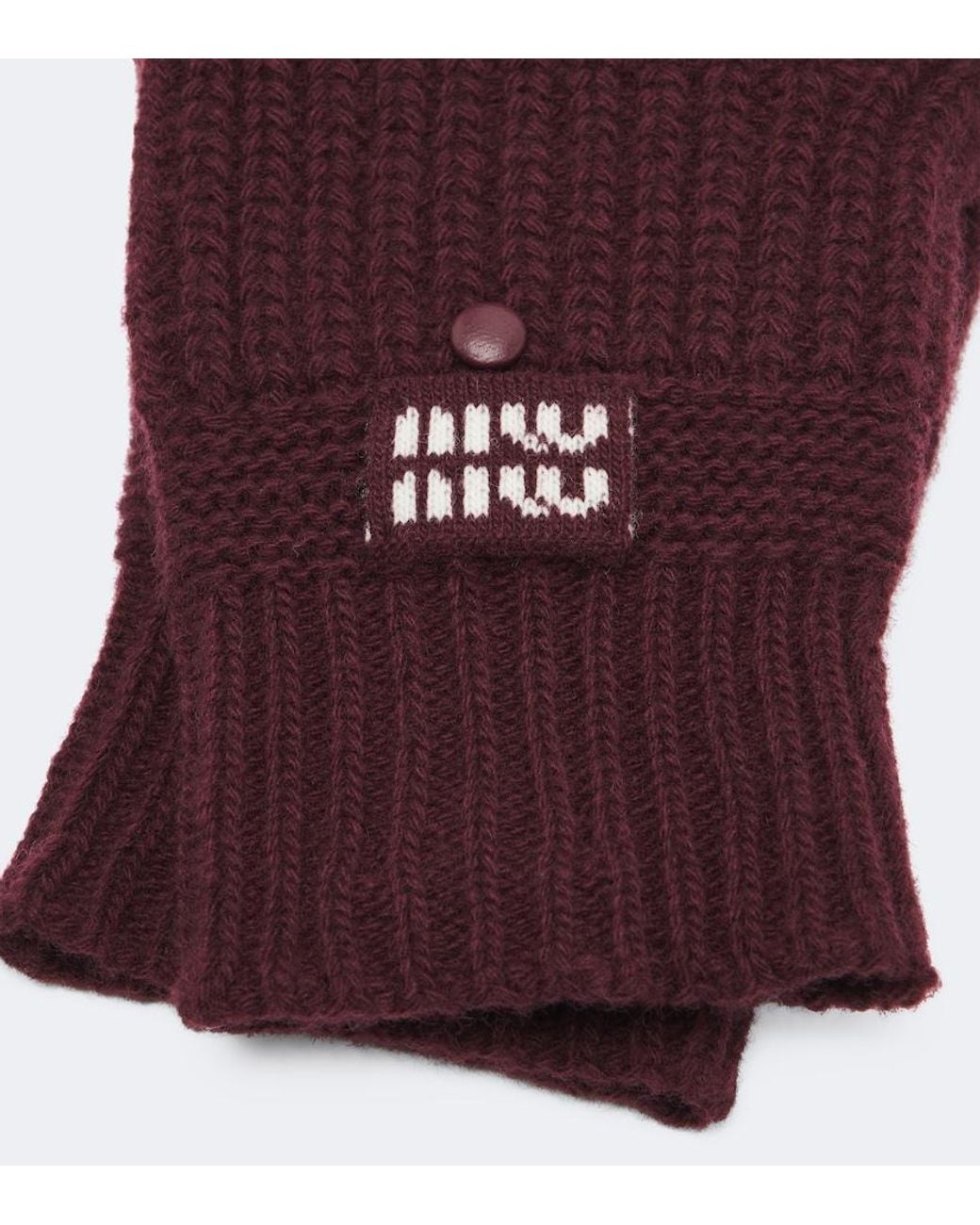 Miu Miu Purple Wool And Cashmere Mittens