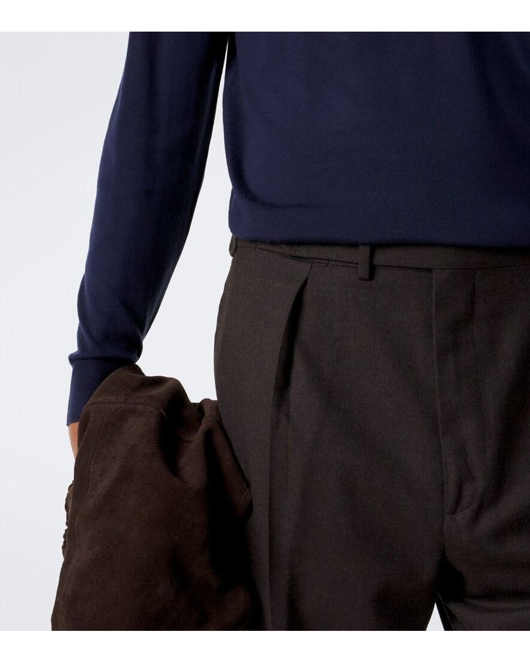 Fedeli Blue Wool Polo Sweater for men