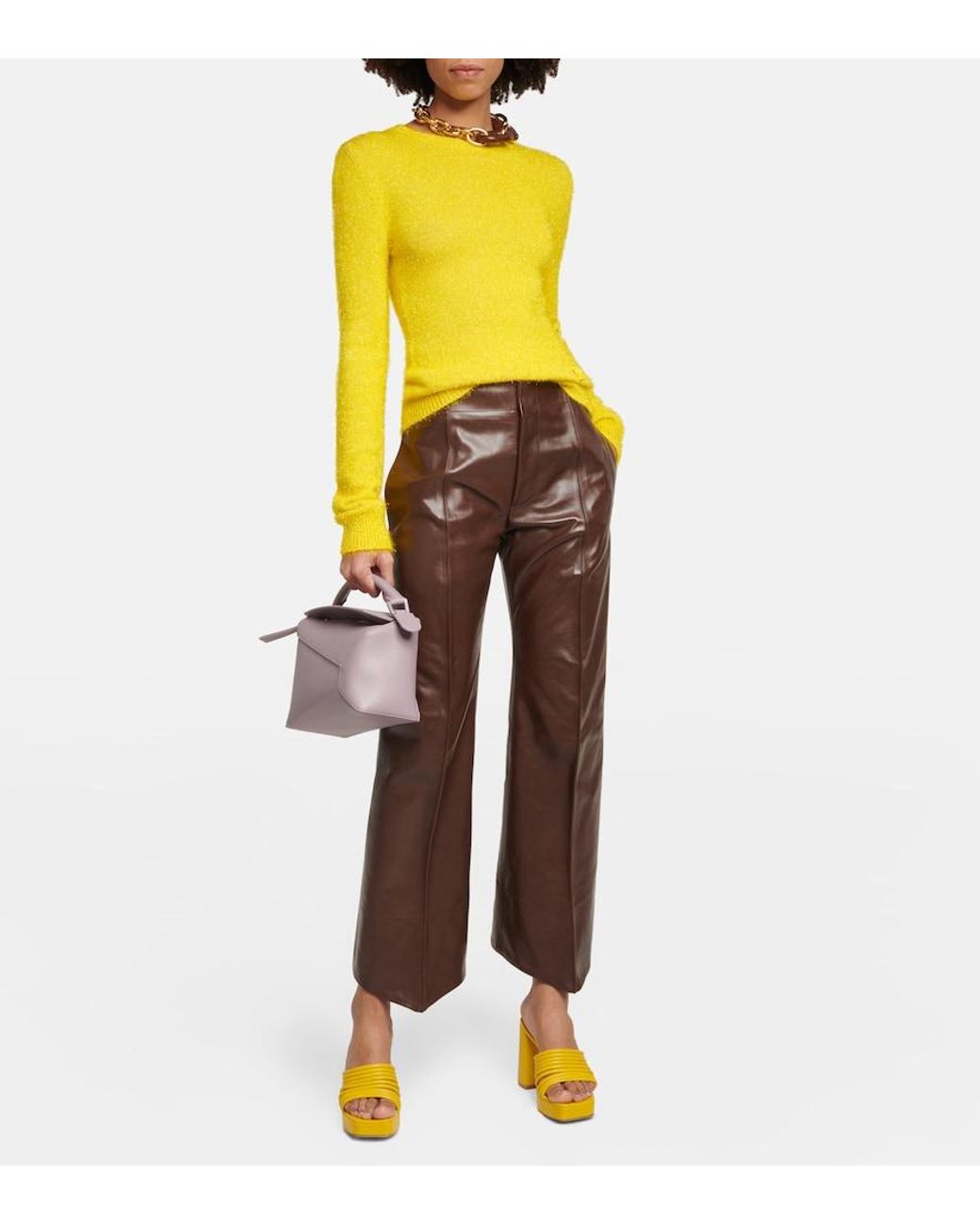 Gianvito Rossi Yellow Lena 95 Leather Mules