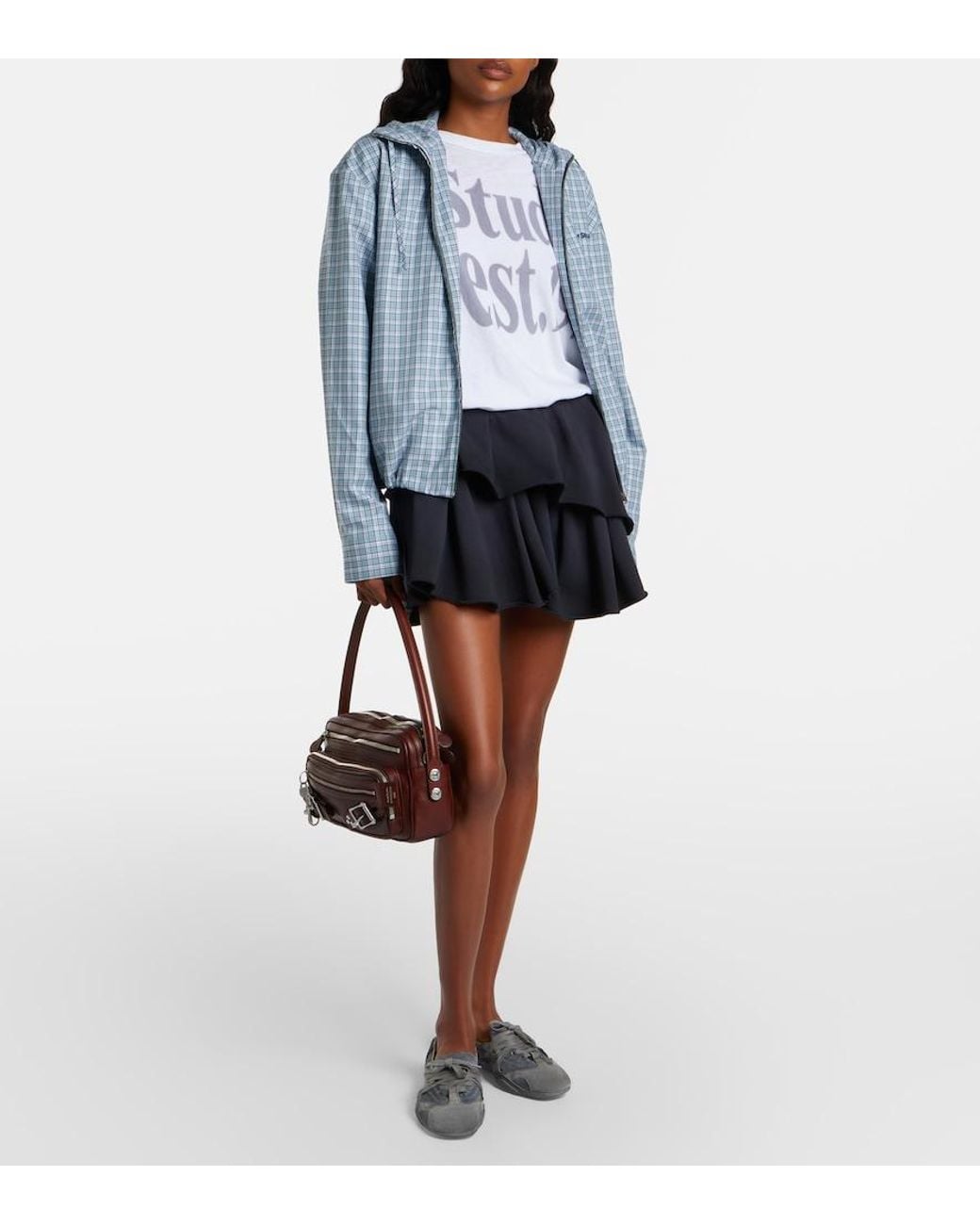 Acne Blue Checked Technical Jacket