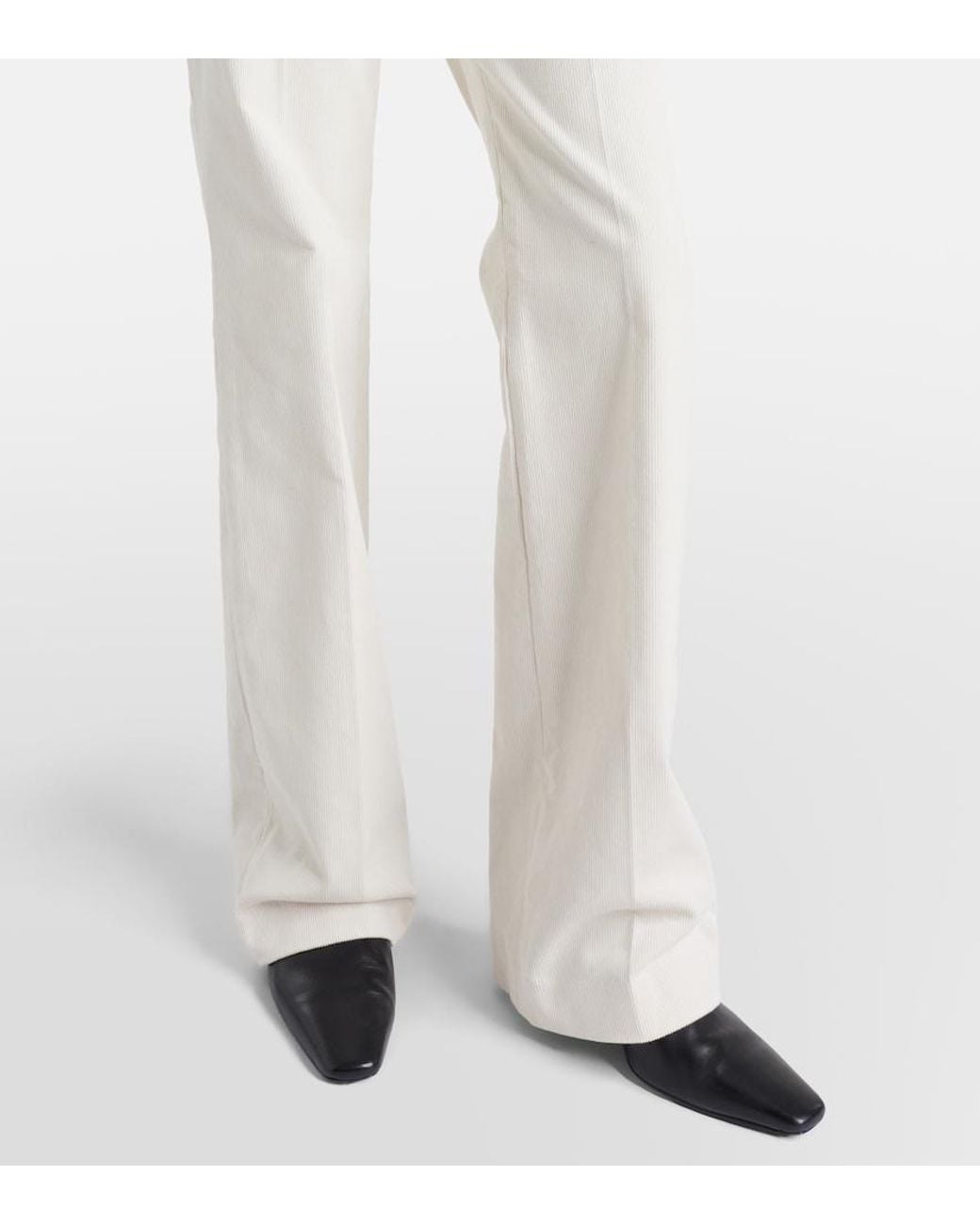 Nili Lotan White Corette Cotton Corduroy Straight Pants