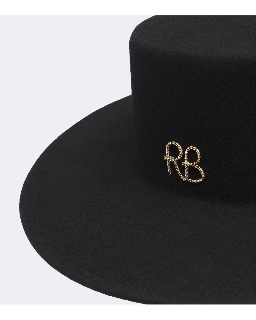 Ruslan Baginskiy Black Chain-Detail Wool Felt Fedora