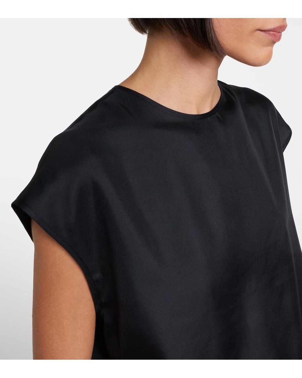 Asceno Black Dasha Silk Twill Top