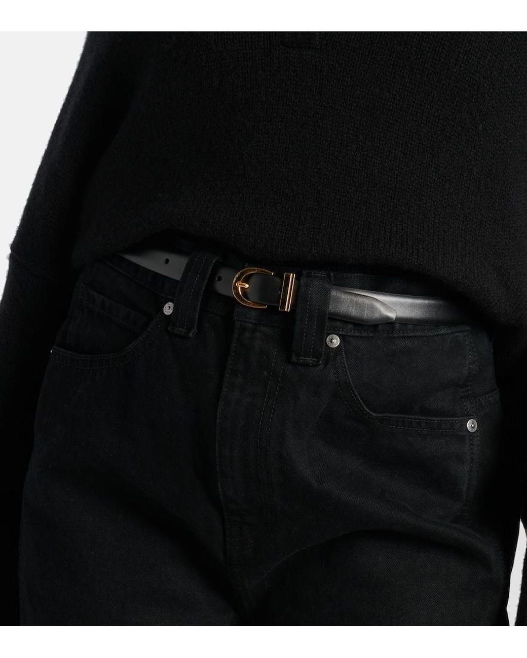 Khaite Black Luna Leather Belt