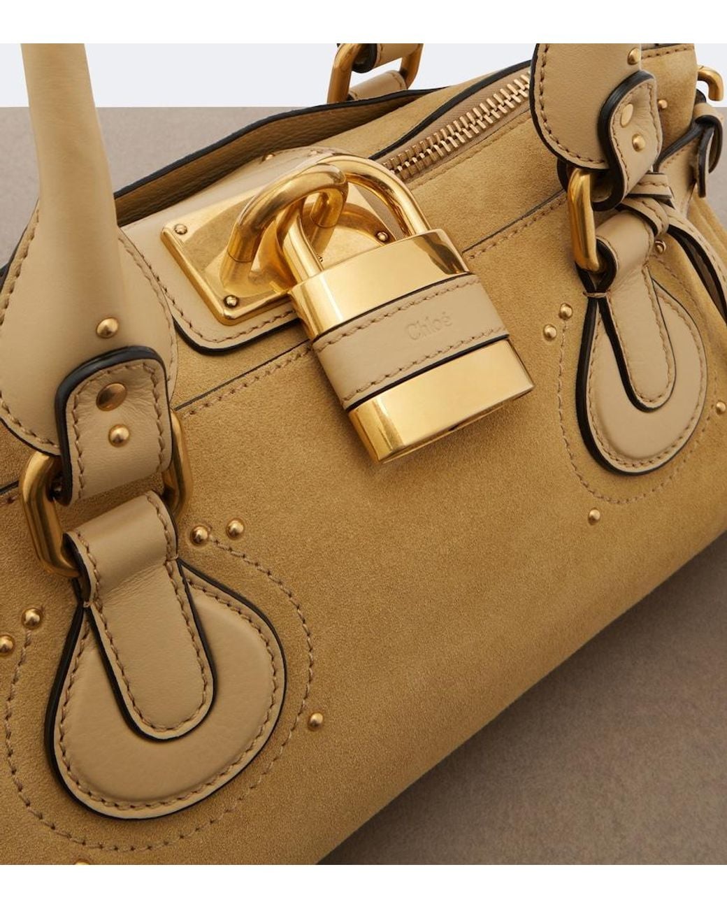Chloé Metallic Paddington Suede Shoulder Bag