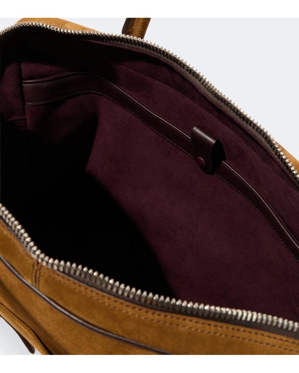 Metier Brown Closer Slim Suede Briefcase for men