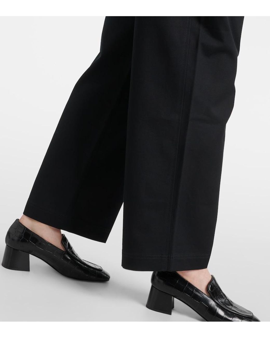 Totême Blue Cotton Twill Wide-Leg Pants