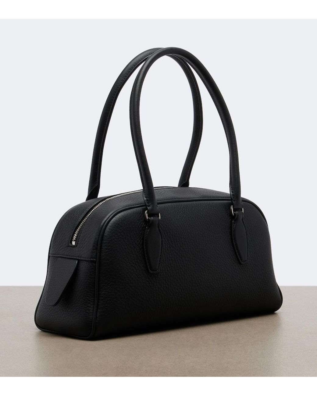The Row Black India E/W Small Leather Bowling Bag