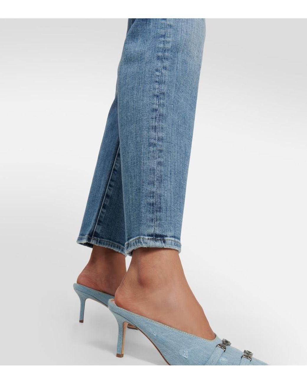 AG Jeans Blue American Mid-Rise Straight Jeans