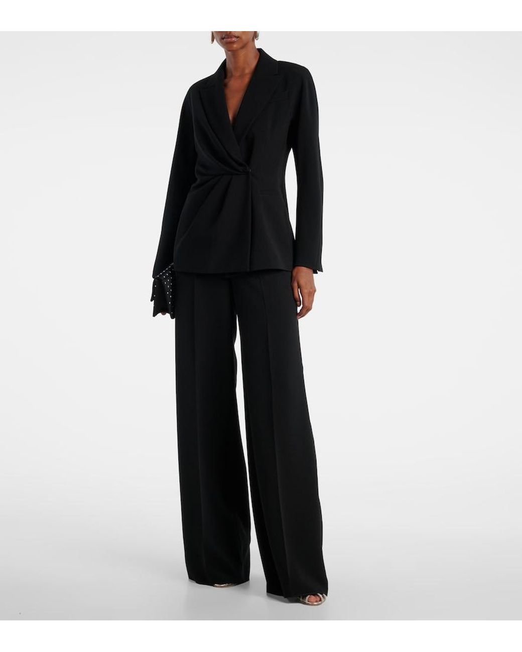 Max Mara Black Draped Cady Wrap Jacket